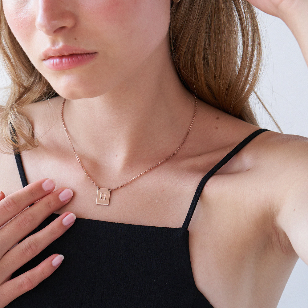 Pop Up Initial Necklace - Rose Gold Plated - 2 product photo