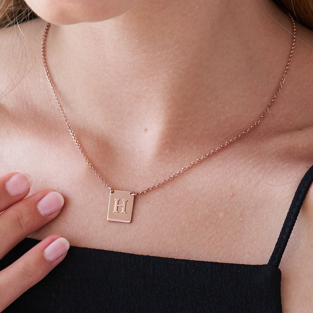 Pop Up Initial Necklace - Rose Gold Plated - 3 product photo