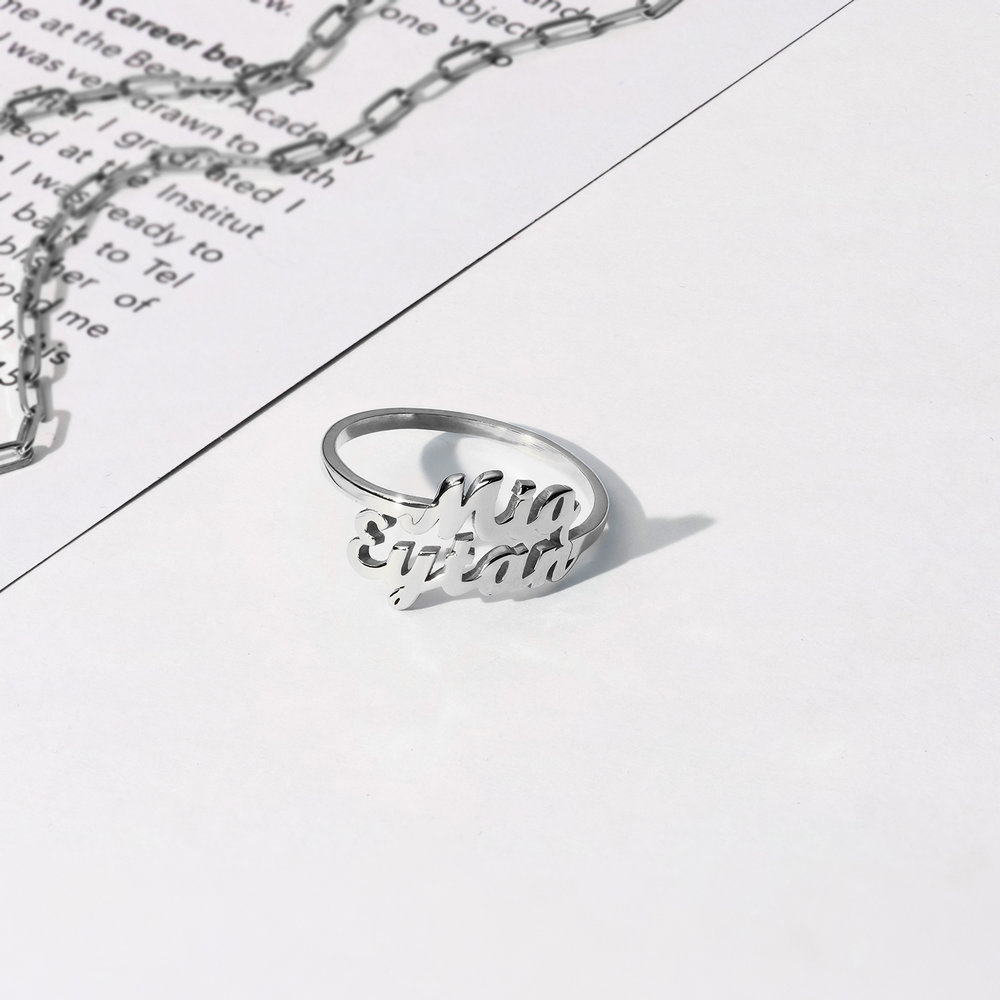 Two is Better Than One Name Ring - Silver - 2 product photo