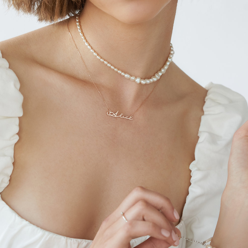 Mon Petit Name Necklace – 14k Solid Rose Gold - 2 product photo