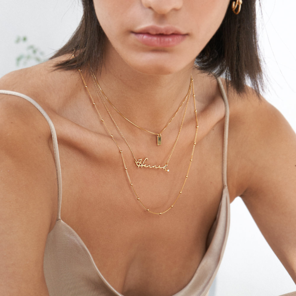 Mon Petit Name Necklace with Diamond - Gold Plated - 1 product photo
