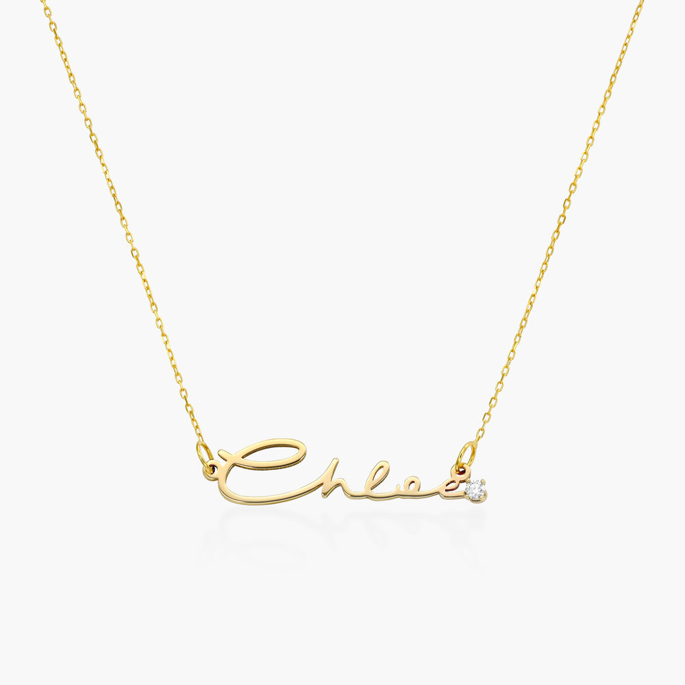 Mon Petit Name Necklace With Diamond - 10k Solid Gold product photo