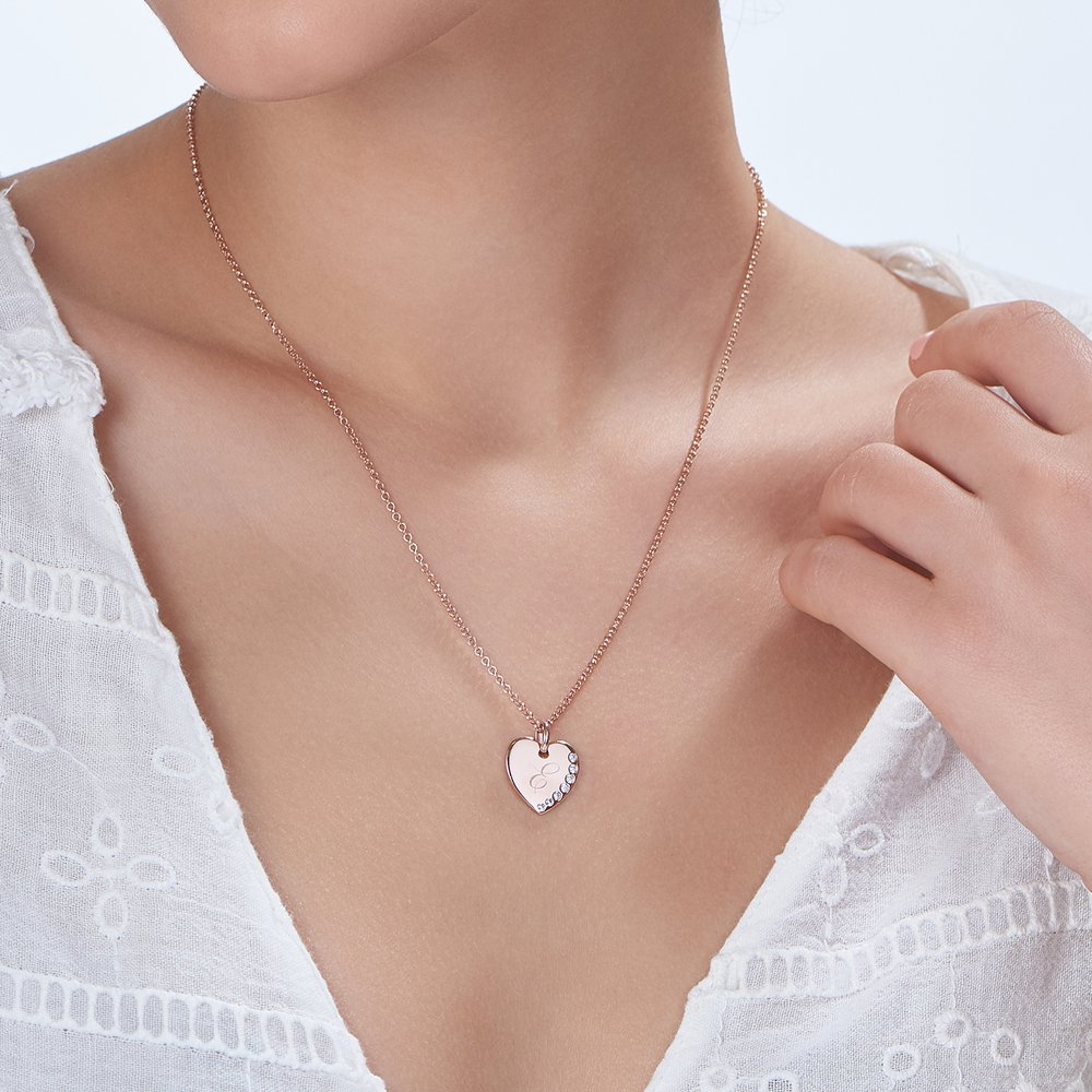 Luna Heart Necklace with Cubic Zirconia - Rose Gold Plated - 2