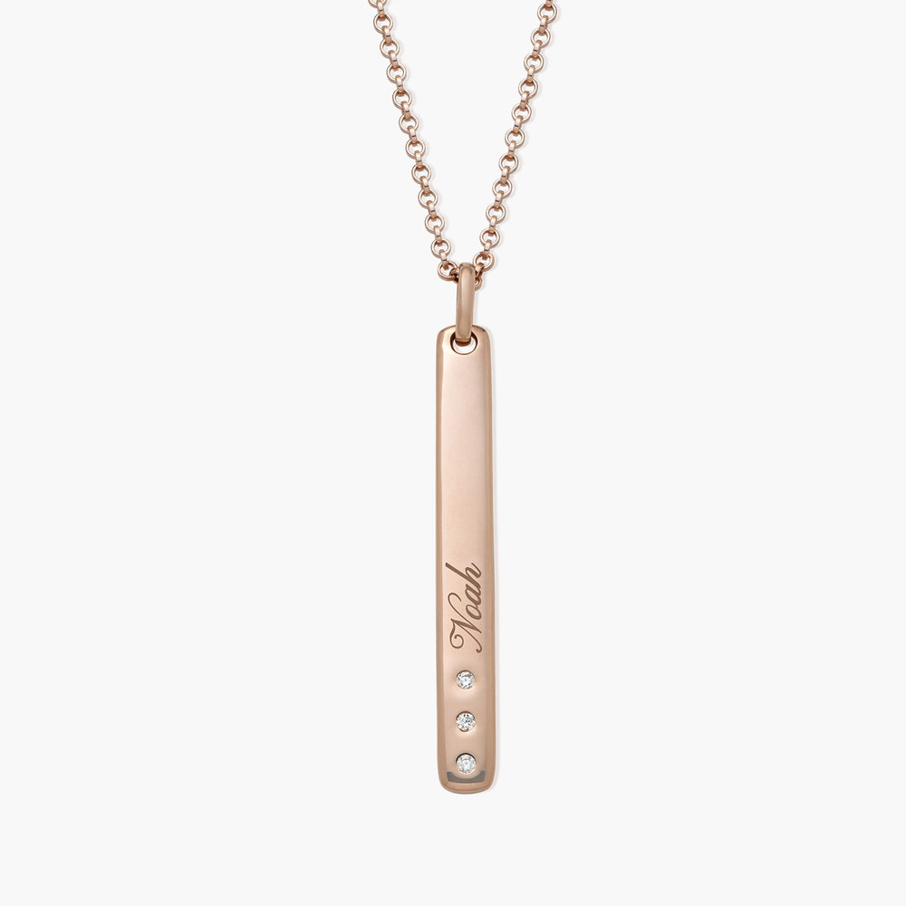 Luna Bar Necklace with Cubic Zirconia - Rose Gold Plated