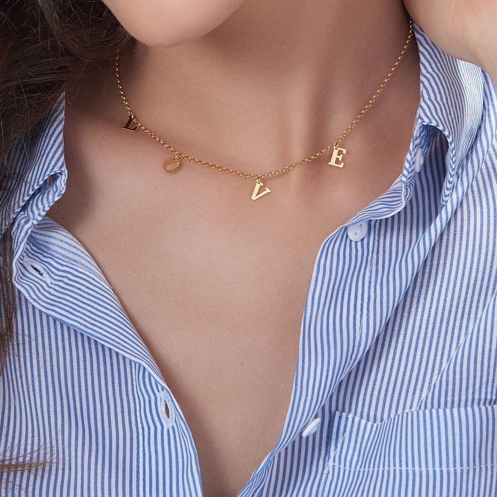 A to Z Name Choker - Gold Plated - 4