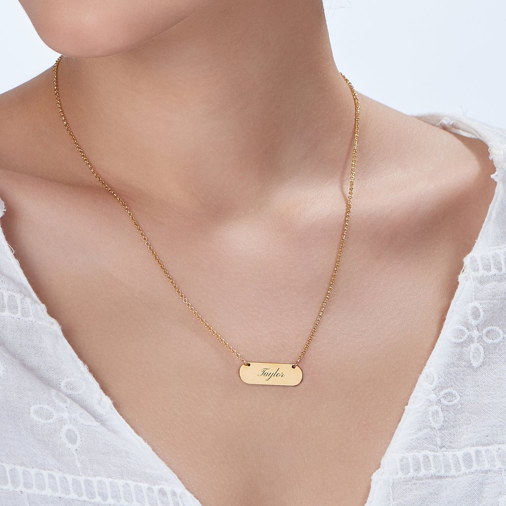 Rounded  Bar Necklace - Gold Plated - 2
