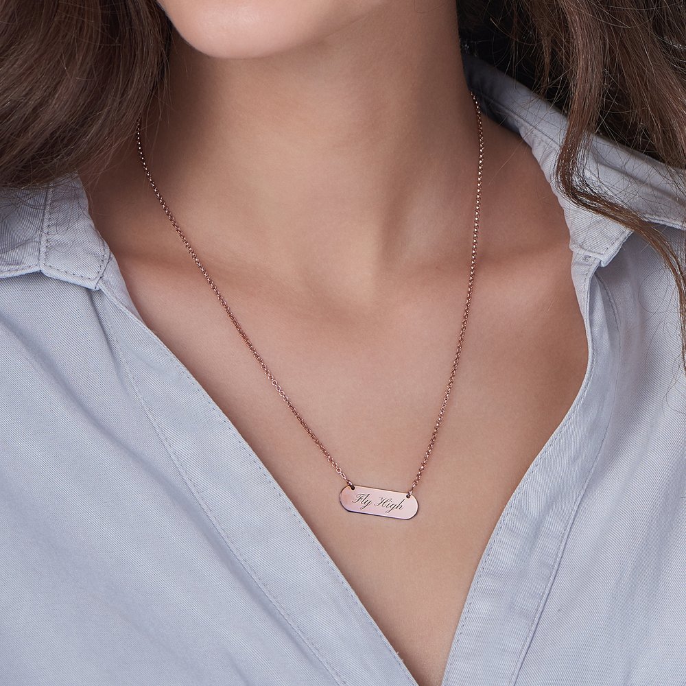 Rounded  Bar Necklace - Rose Gold Plated - 2