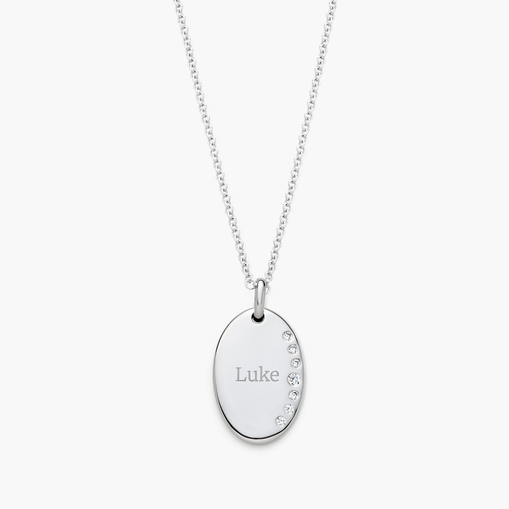 Luna Oval Necklace with Cubic Zirconia - Silver