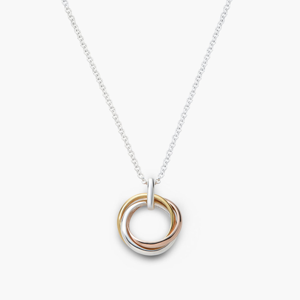 Tri-Color Ring Necklace- Mixed Gold Plating