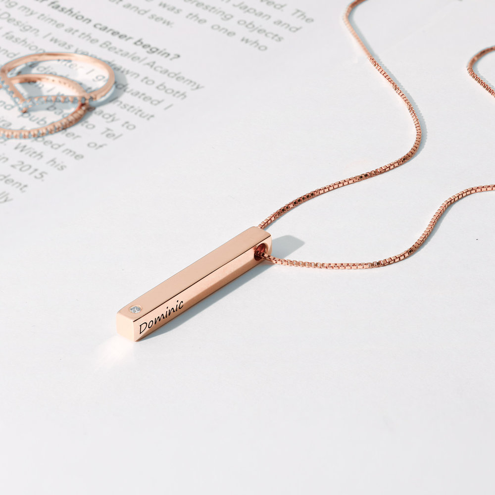 Pillar Bar Necklace - Rose Gold Plated - 2 product photo