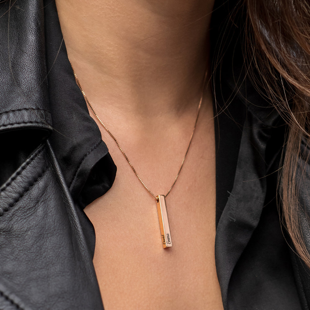Pillar Bar Necklace - Rose Gold Plated - 4 product photo