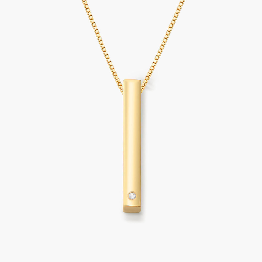 Pillar Bar Necklace with Diamond - Gold Plated - 1