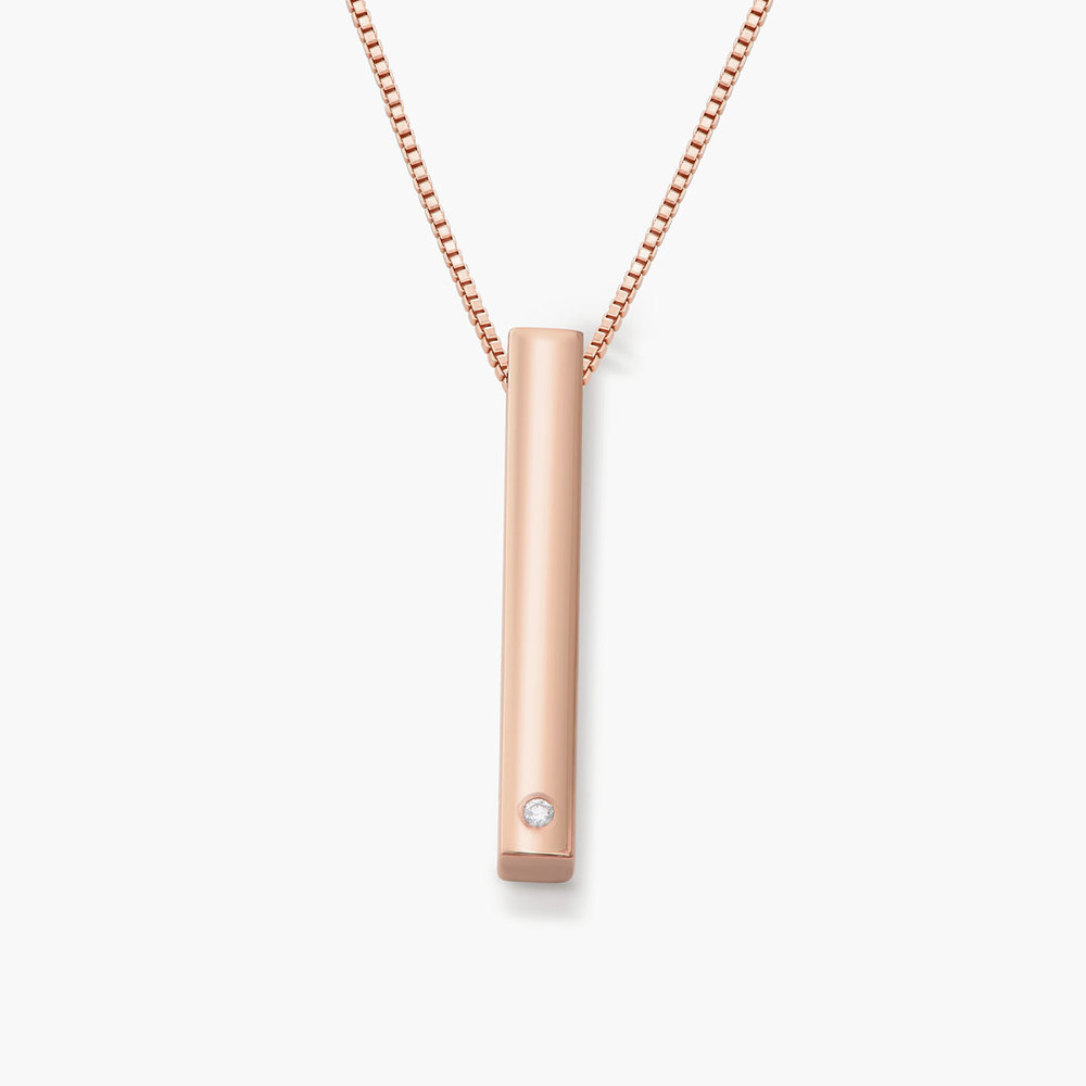 Pillar Bar Necklace - Rose Gold Vermeil with Diamonds - 1