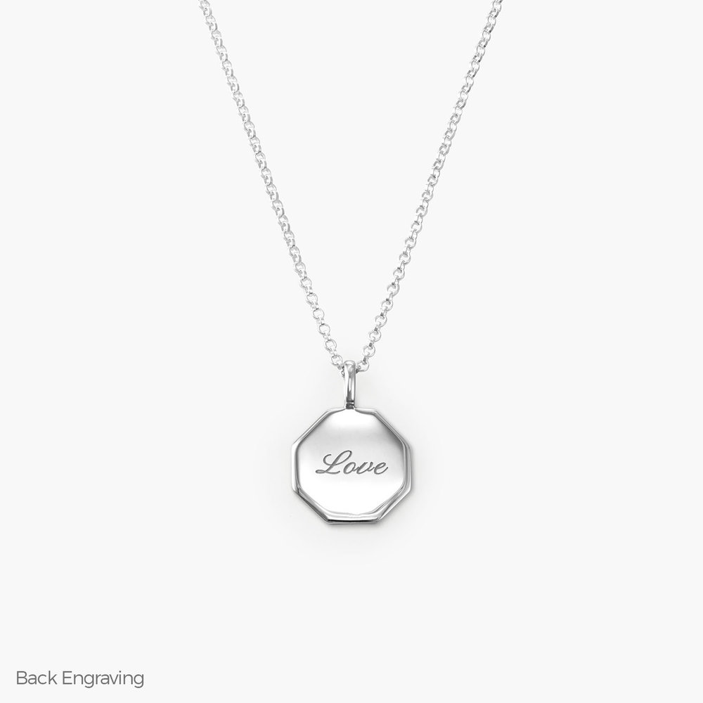 Octagon Initial Necklace - Sterling Silver - 1 product photo