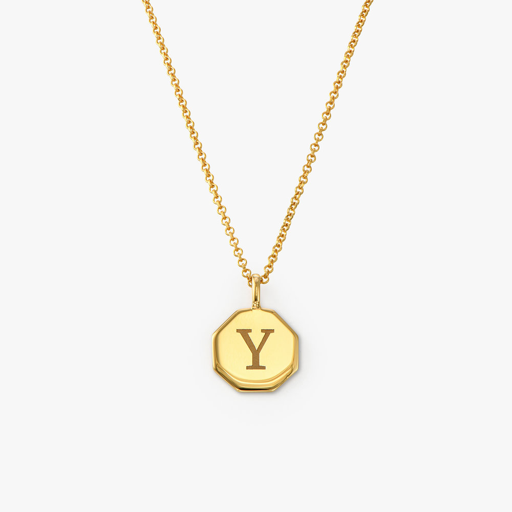 Octagon Initial Necklace - Gold Plated