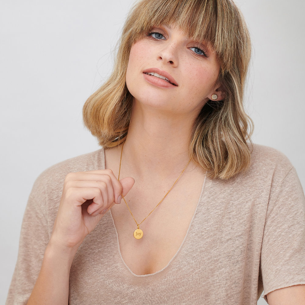 Cosette Engraved Disc Necklace - Gold Plated - 3