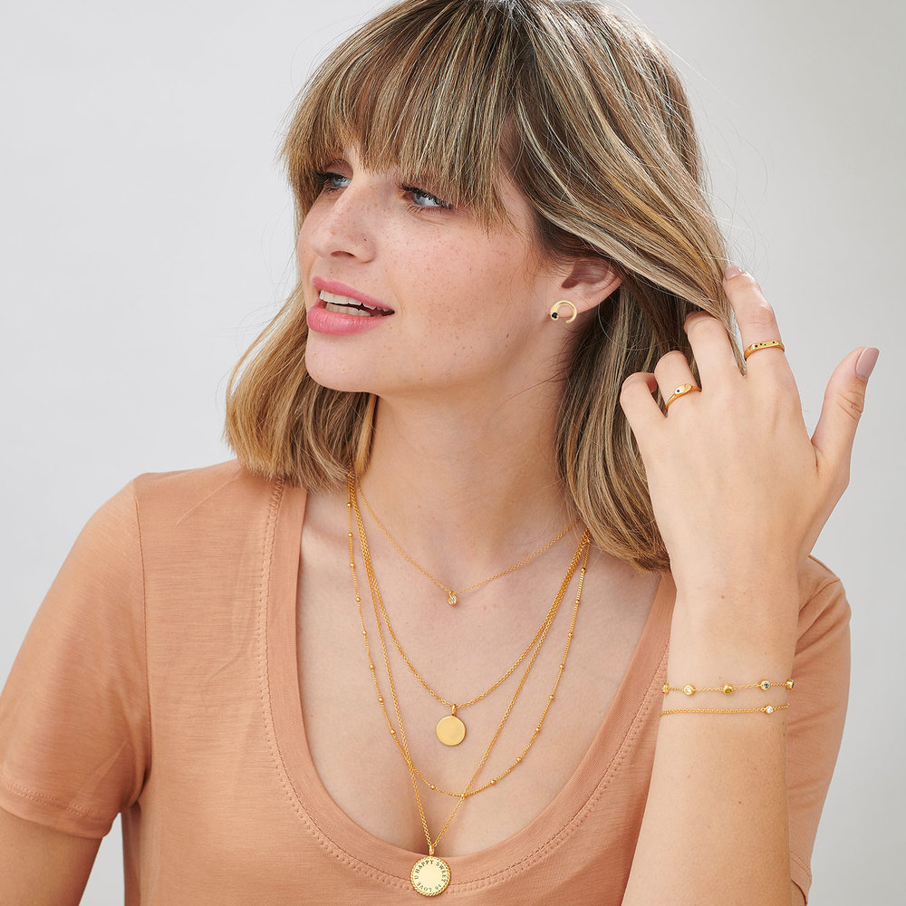Cosette Engraved Disc Necklace - Gold Plated - 5