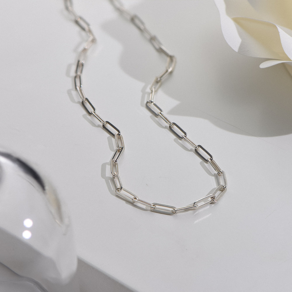 Classic Paperclip Chain Necklace - Sterling Silver - 1 product photo