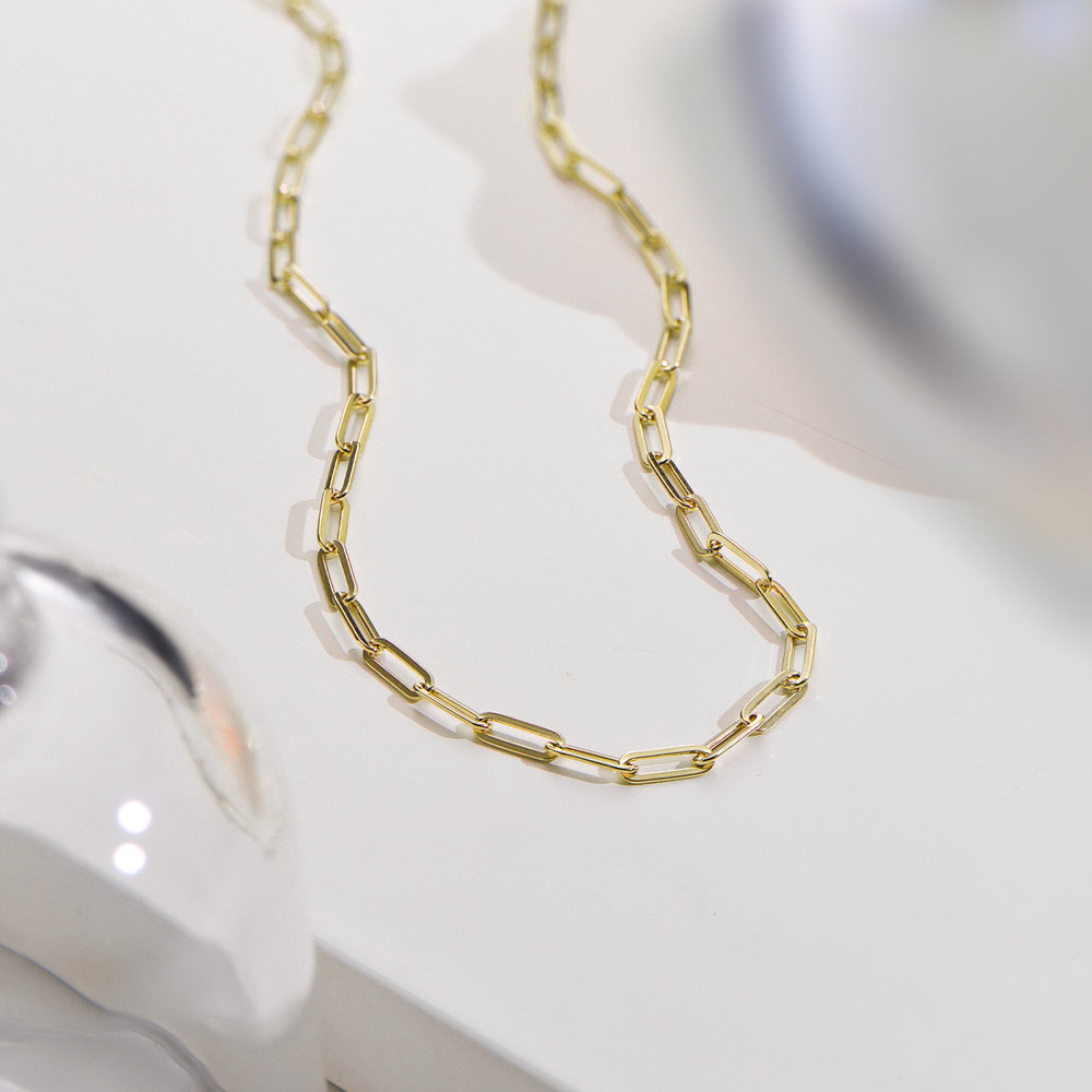Classic Paperclip Chain Necklace - Gold Plating - 1