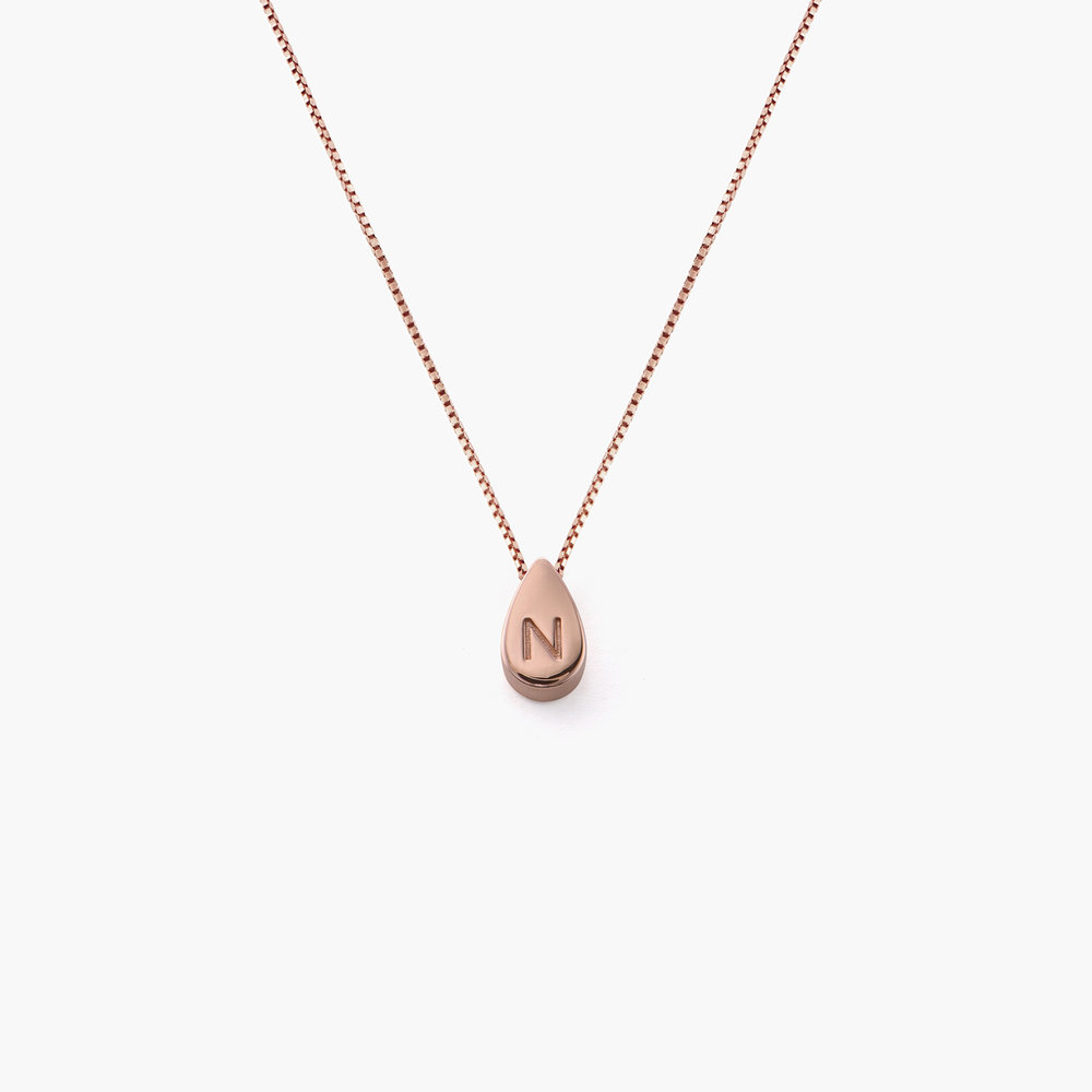 Teardrop Initial Necklace - Rose Gold Plated