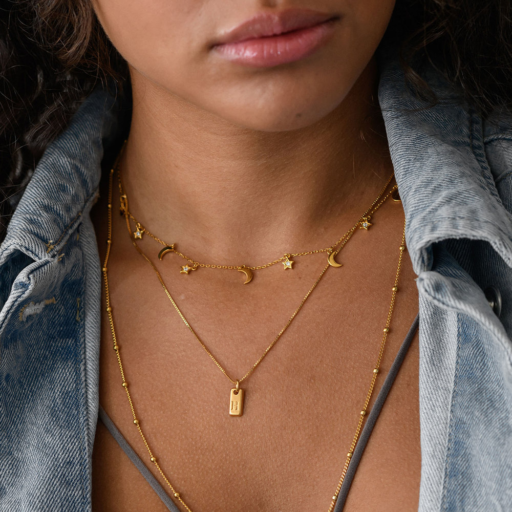 Lucille Tag Necklace - Gold Plated - 4