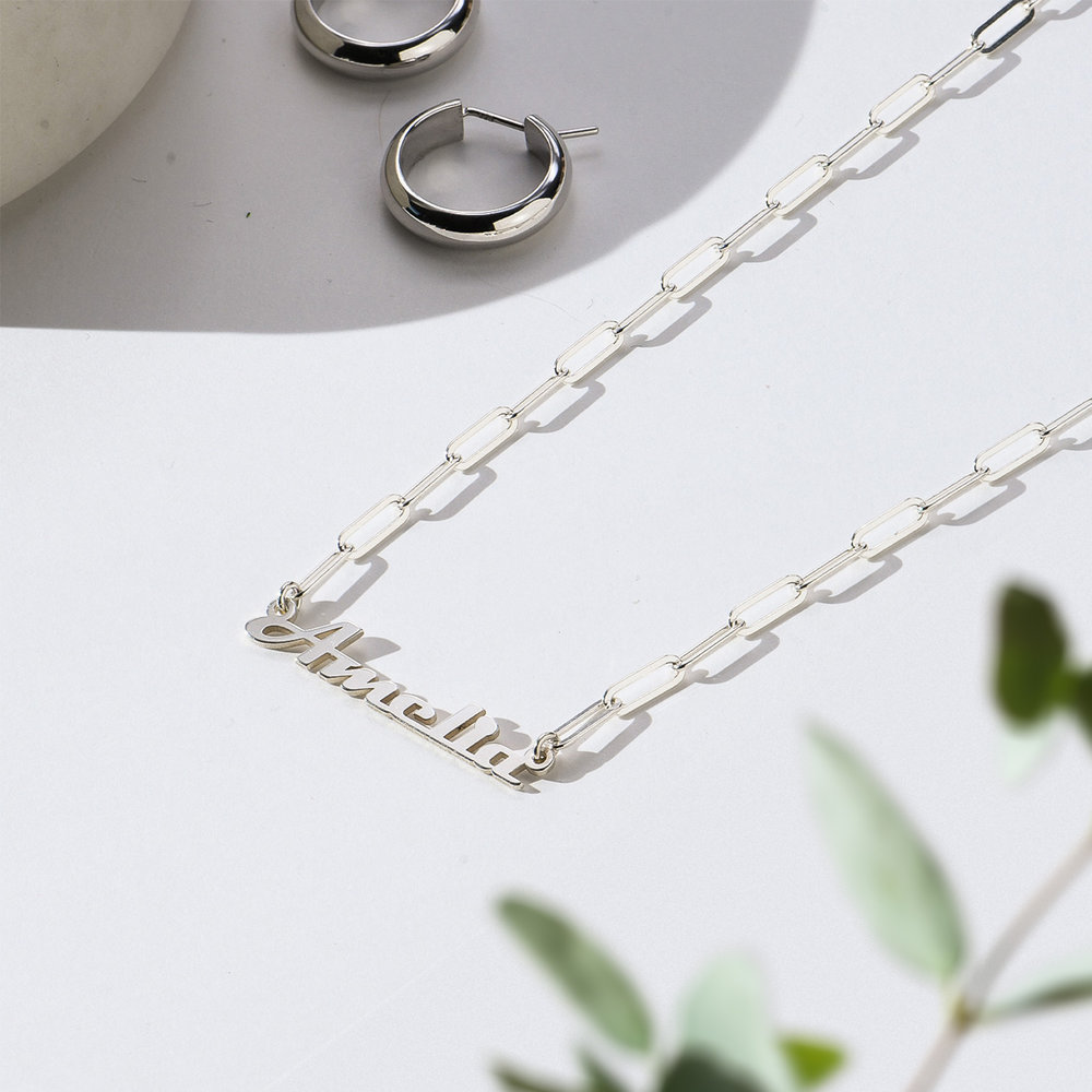 Link Chain Name Necklace - Sterling Silver - 3