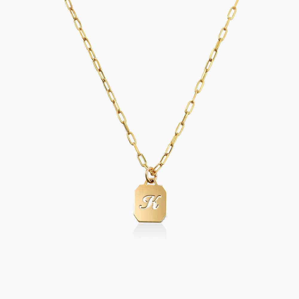 Chain Reaction Initial Necklace - 14K Solid Gold product photo