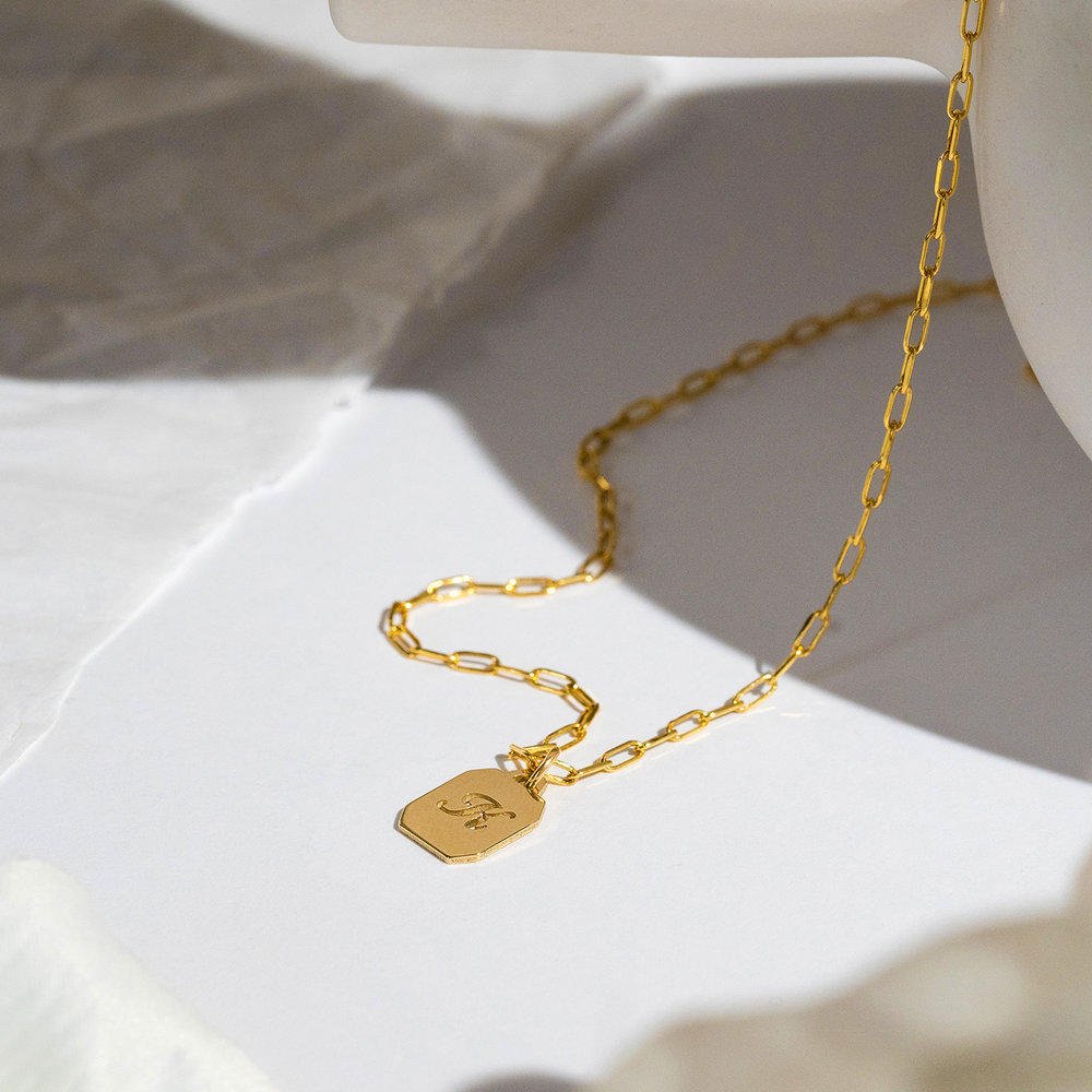 Chain Reaction Initial Necklace - 14K Solid Gold - 1 product photo
