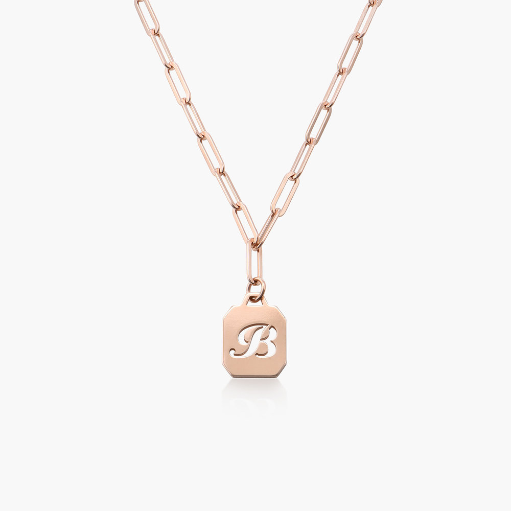 Chain Reaction Initial Necklace - Rose Gold Plated