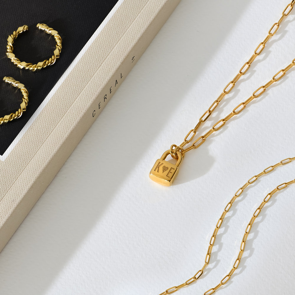 Initial Lock Necklace in Vermeil - 2 product photo