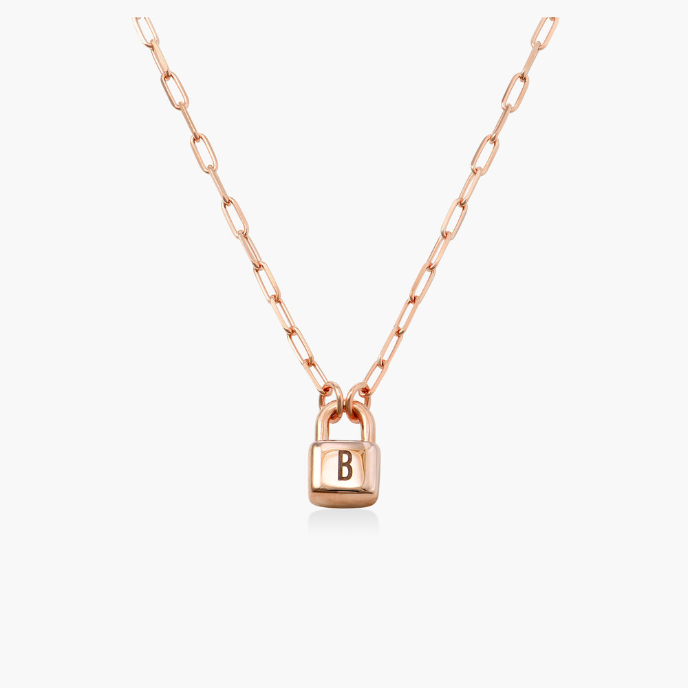 Initial Lock Necklace - Rose Gold Vermeil product photo
