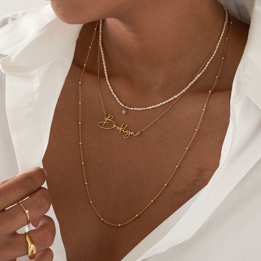 Belle Custom Name Necklace - Gold Plating | Oak & Luna