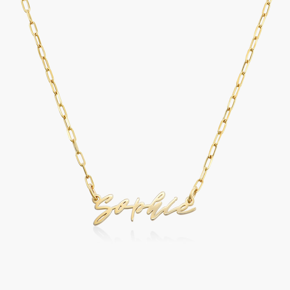 Coco Name Link Necklace - 14K Solid Gold product photo