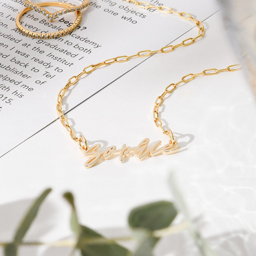 Coco Name Link Necklace - 14K Solid Gold - 1 product photo