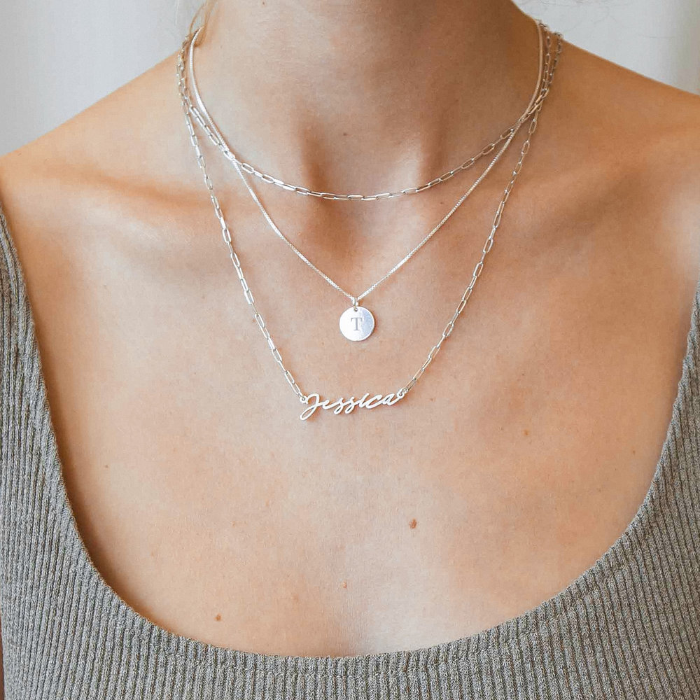 Willow Disc Initial Necklace - Sterling Silver - 1 product photo