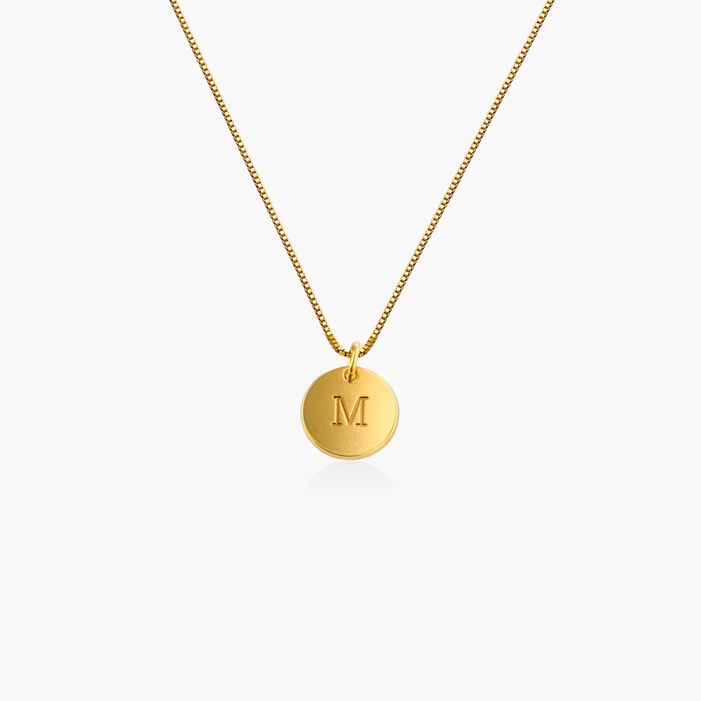10k Yellow Gold Letter "W" Initial Diamond Disc Charm Pendant Necklace 