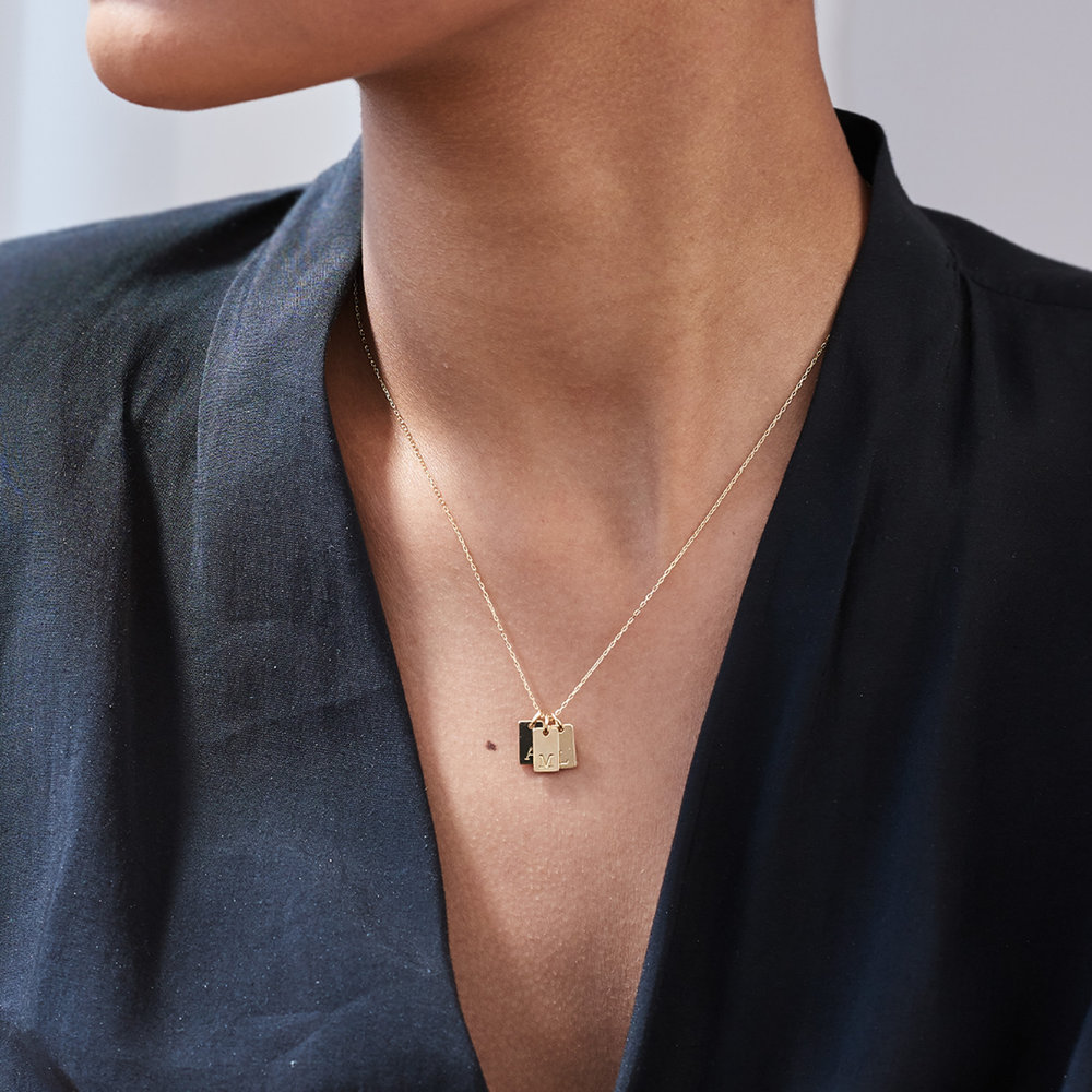 Willow tag Initial Necklace - 14K Solid Gold - 3 product photo