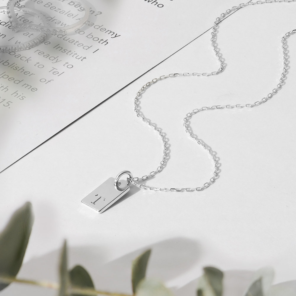 Willow Tag Initial Necklace – 14k Solid White Gold - 1 product photo