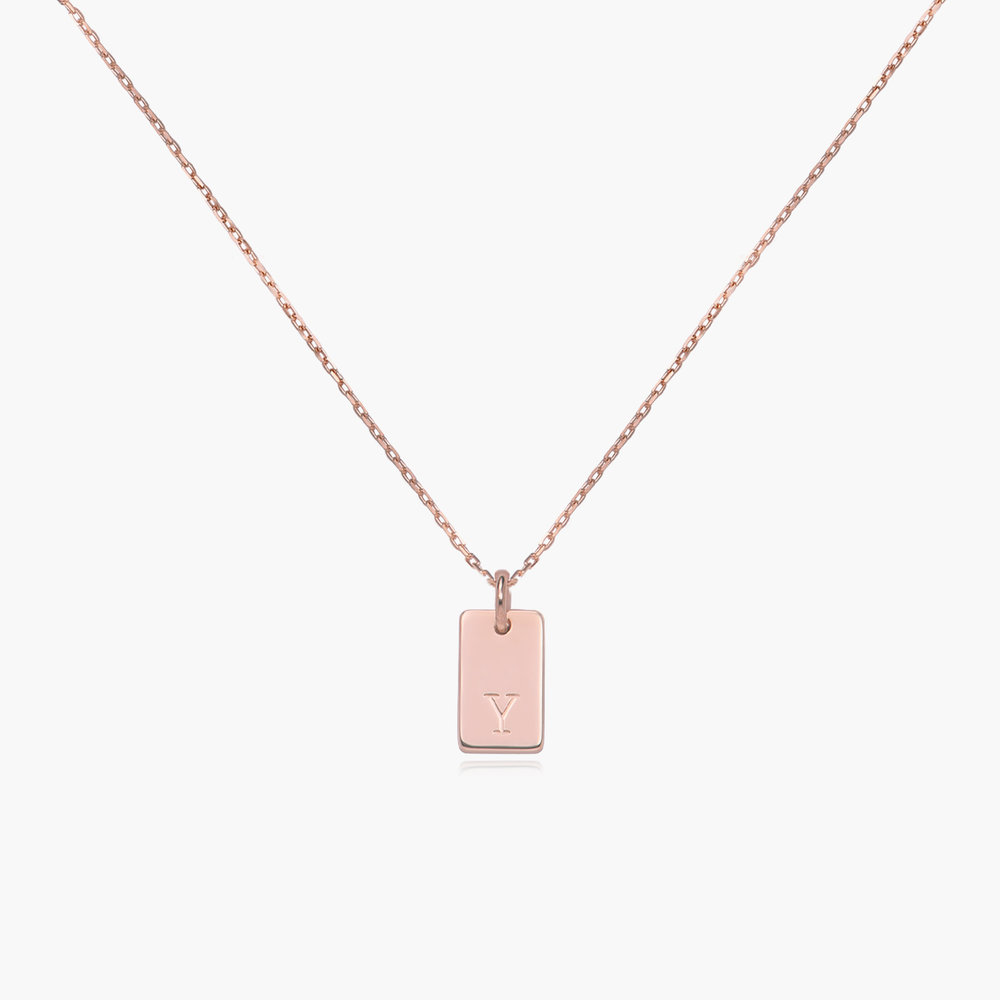 Willow Tag Initial Necklace – 14k Solid Rose Gold product photo