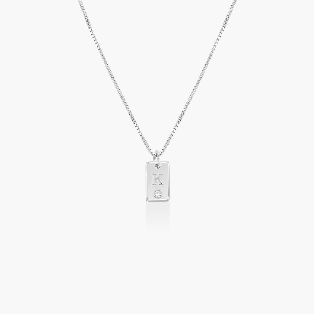 Willow Tag Initial Necklace With Diamond - Sterling Silver