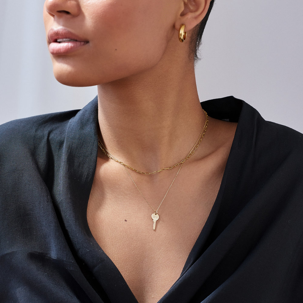 Small Paperclip Chain Necklace - 14K Gold - 2 product photo