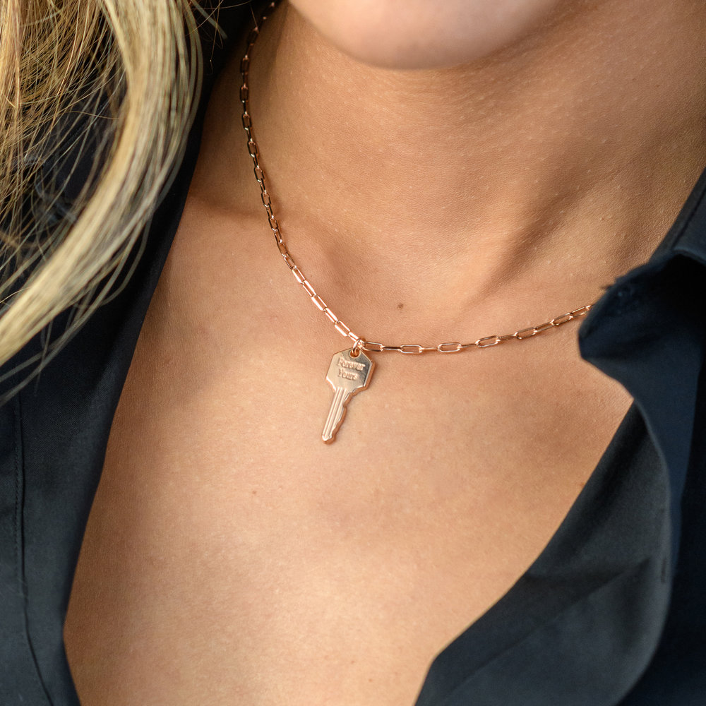 Key Link Chain Necklace- Rose Gold Plating - 2