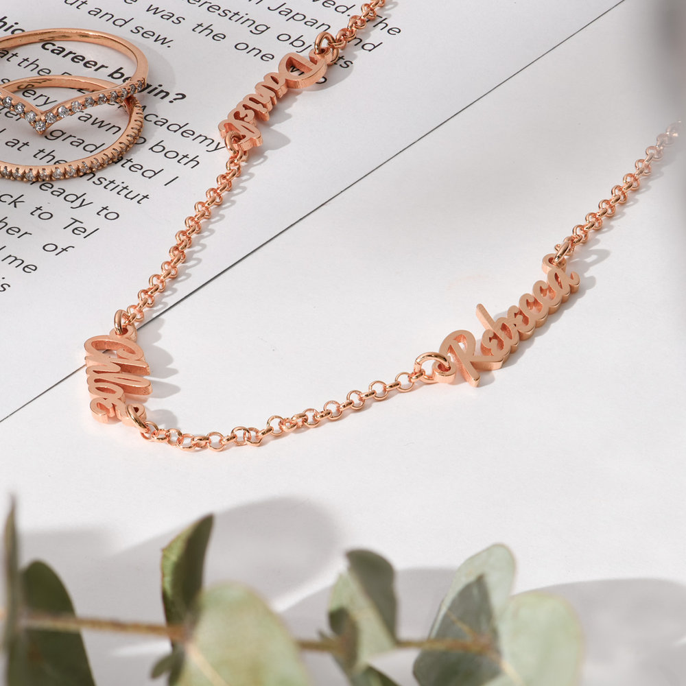 Real Love Multiple Name Necklace - Rose Gold Vermeil - 1 product photo
