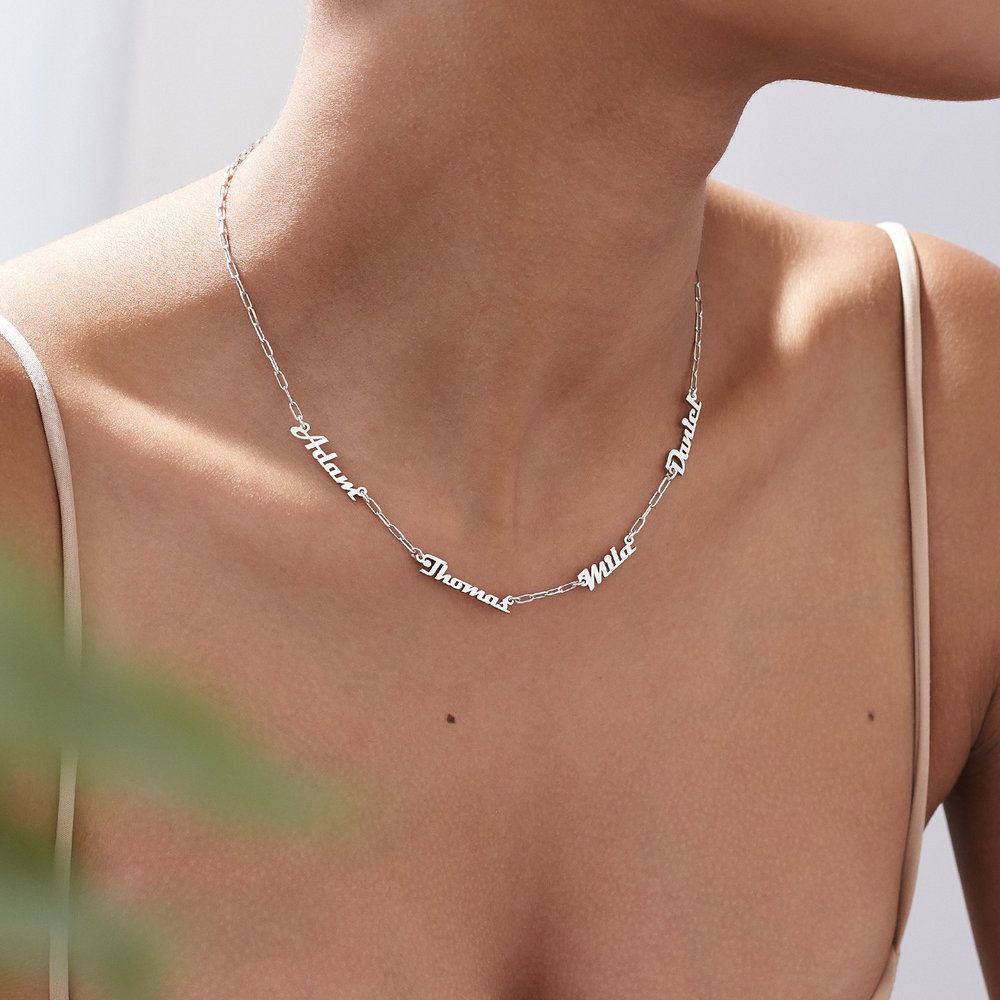Multiple Link Name Necklace - Sterling Silver - 3