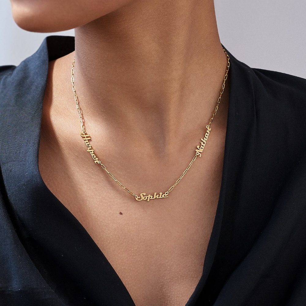 Multiple Link Name Necklace - Gold Plated - 3