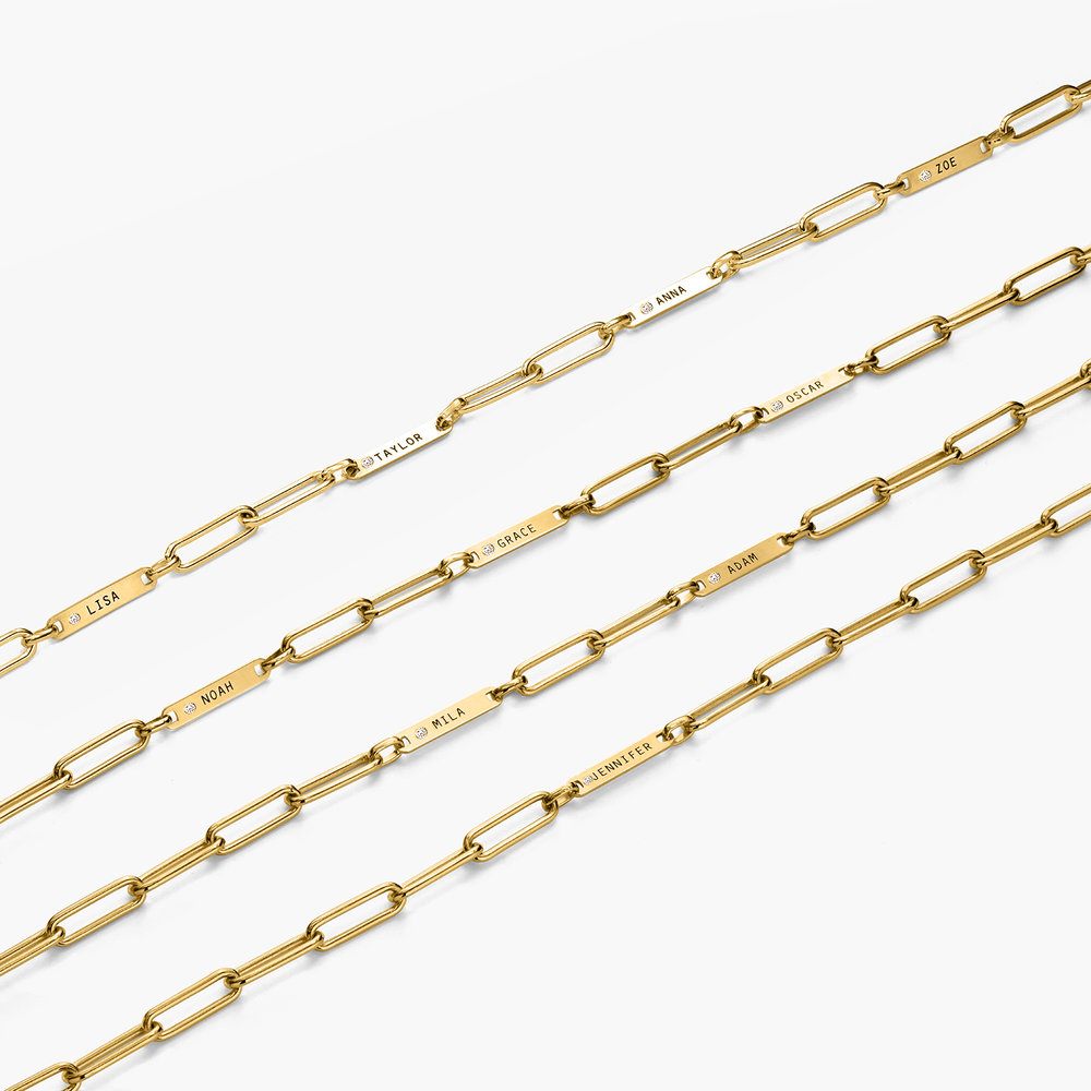 Ivy Name Paperclip Chain Necklace with Diamond - Gold Plated - 2