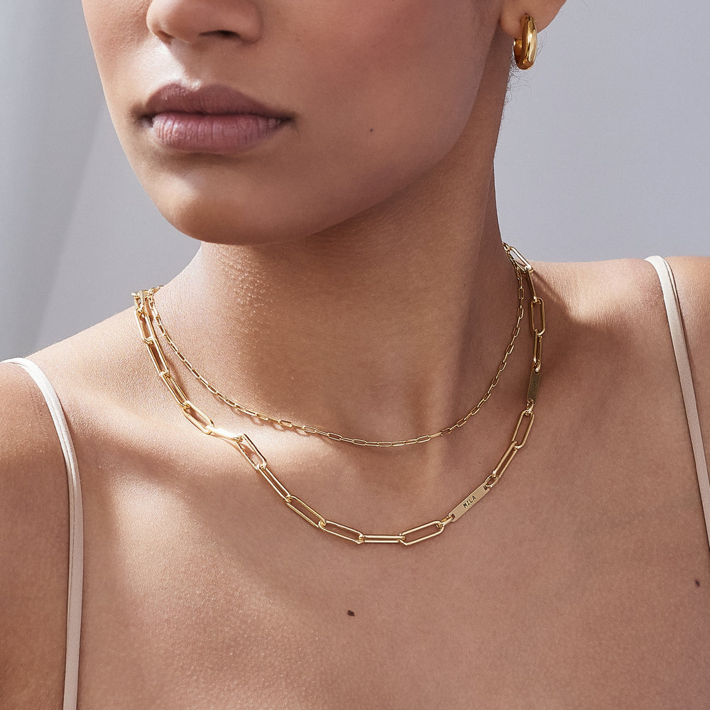 Ivy Name Paperclip Chain Necklace - Gold Vermeil - 2 product photo