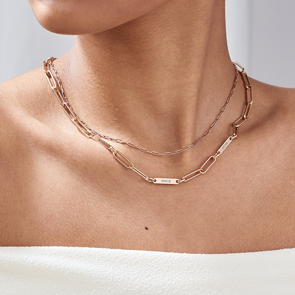 Ivy Name Paperclip Chain Necklace - Rose Gold Vermeil - 3 product photo