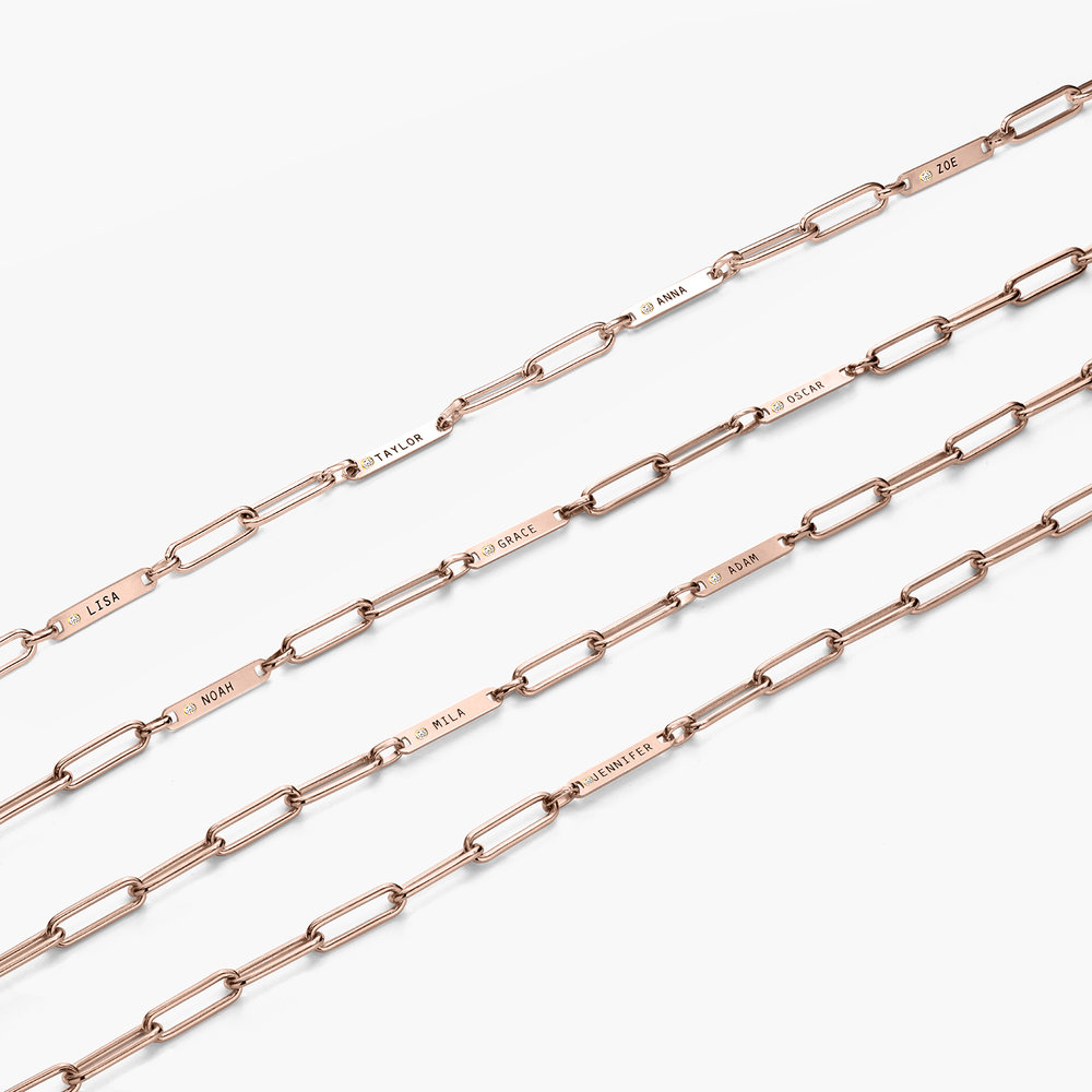Ivy Name Paperclip Chain Necklace - Rose Gold Vermeil with Diamonds - 2 product photo
