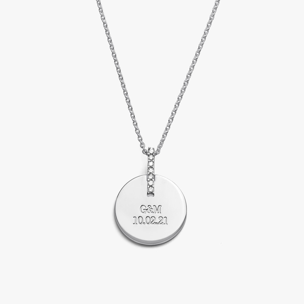 Karlie Engraved Necklace with Diamonds - Silver